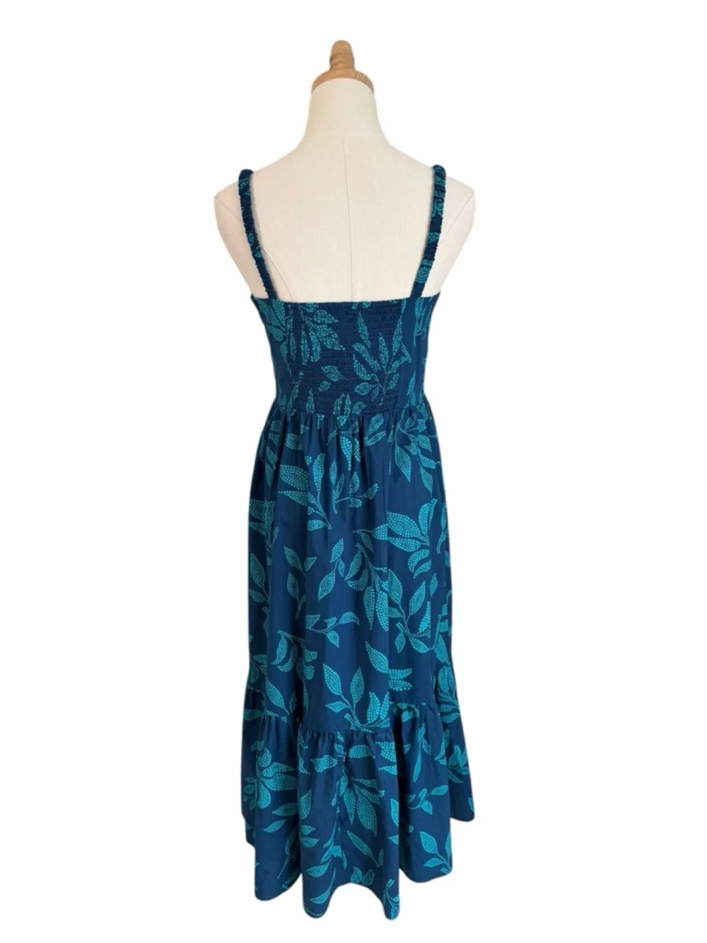 J. Crew Poplin Corset Floral Midi Dress Blue Size 10 NWT
